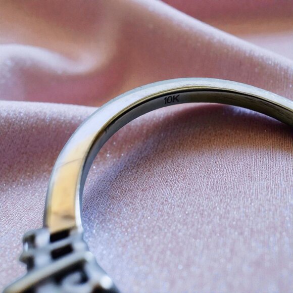 ESTATE- 10K White Gold Natural Tanzanite & Diamond Ring -1CT Solitaire -Sz 6 -2g - Picture 10 of 16